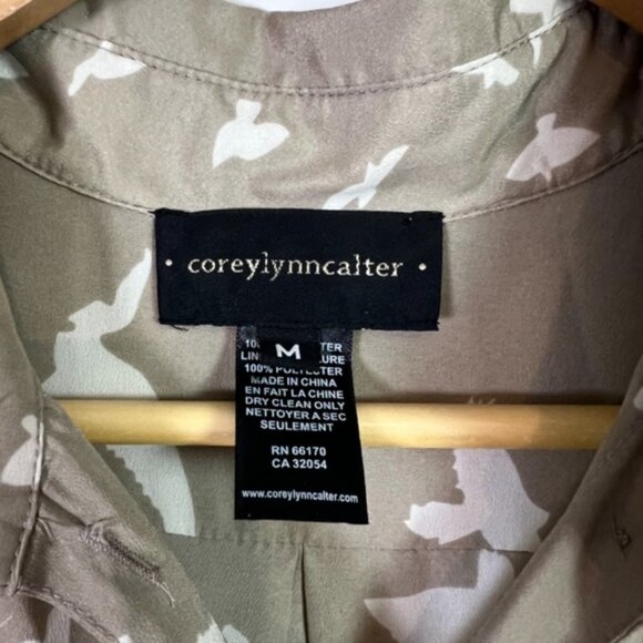 Corey Lynn Calter Anthropologie Tan Bird Button Down Short Sleeve Jumpsuit Women - Picture 7 of 8
